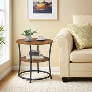 2 Tier Round Side Table with Storage for Small Spaces and Living Room Use by Vasagle