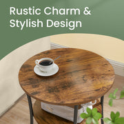 2 Tier Round Side Table with Storage for Small Spaces and Living Room Use by Vasagle
