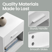 Wooden Bedside Table with Drawer and Metal Handle for Bedroom or Lounge by Vasagle