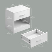 Wooden Bedside Table with Drawer and Metal Handle for Bedroom or Lounge by Vasagle