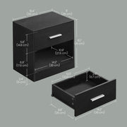 Wooden Bedside Table with Drawer and Metal Handle for Bedroom or Lounge by Vasagle