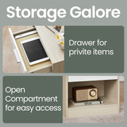 Wooden Bedside Table with Drawer and Handle for Bedroom or Lounge Storage by Vasagle