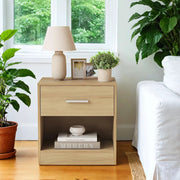 Bedside Table with Drawer and Handle Wooden Nightstand for Bedroom or Lounge by Vasagle