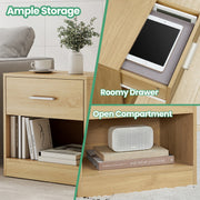 Bedside Table with Drawer and Handle Wooden Nightstand for Bedroom or Lounge by Vasagle