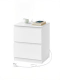 White Bedside Table with 2 Drawers and Built In USB Charging Station for Bedroom Organisation by Vasagle, 35 x 40 x 49 cm