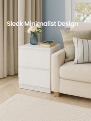 White Bedside Table with 2 Drawers and Built In USB Charging Station for Bedroom Organisation by Vasagle, 35 x 40 x 49 cm