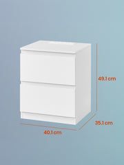 White Bedside Table with 2 Drawers and Built In USB Charging Station for Bedroom Organisation by Vasagle, 35 x 40 x 49 cm