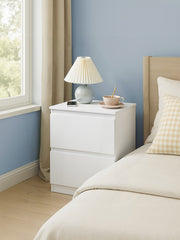 White Bedside Table with 2 Drawers and Built In USB Charging Station for Bedroom Organisation by Vasagle, 35 x 40 x 49 cm