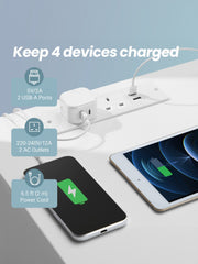 White Bedside Table with 2 Drawers and Built In USB Charging Station for Bedroom Organisation by Vasagle, 35 x 40 x 49 cm