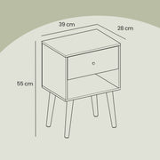 Wood Bedside Table with Storage Drawer and Open Shelf for Bedroom by Vasagle