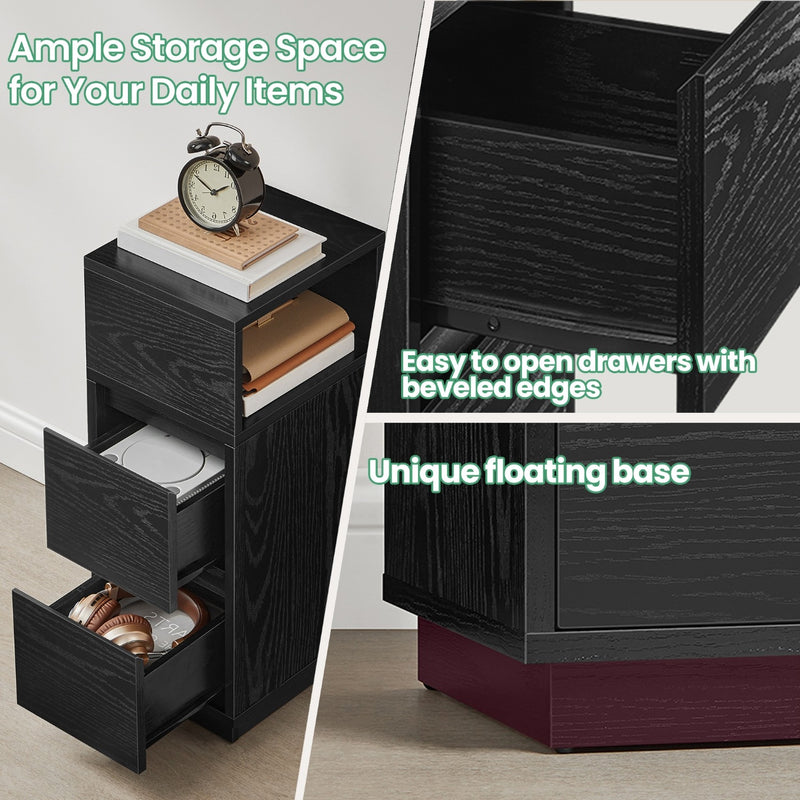 Slim Narrow Side Table with Drawers and Open Shelf for Small Spaces by Vasagle