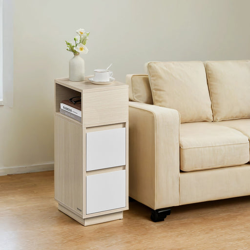 Slim Narrow Side Table with Drawers and Open Shelf for Living Room or Bedroom by Vasagle