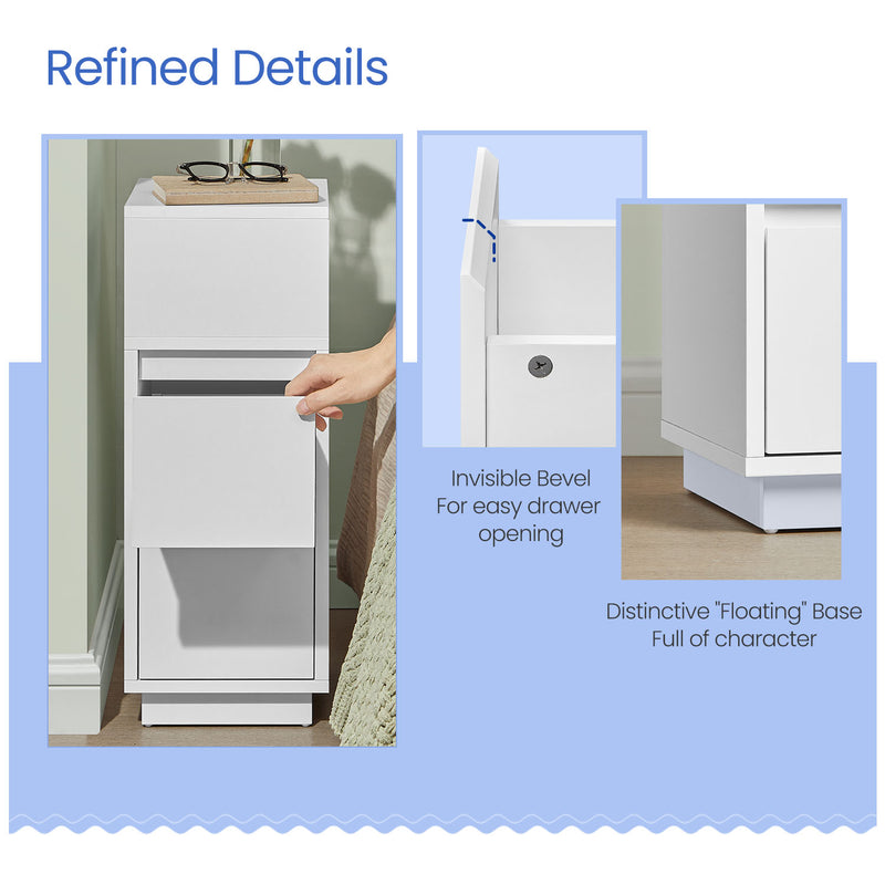 Slim Narrow Side Table with 2 Drawers and Open Shelf for Small Spaces by Vasagle