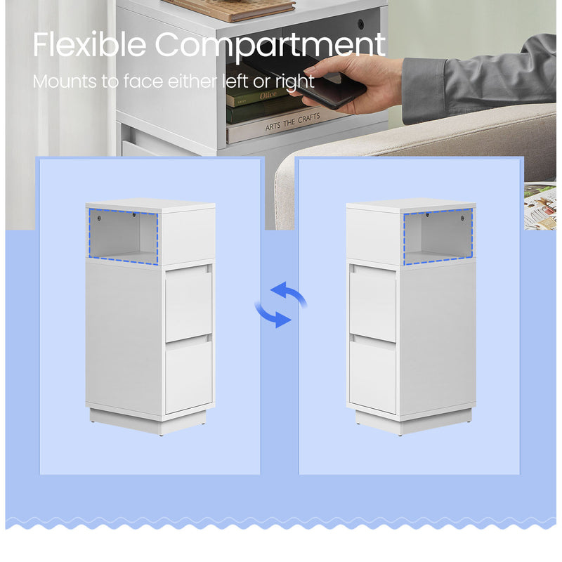 Slim Narrow Side Table with 2 Drawers and Open Shelf for Small Spaces by Vasagle