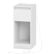 Set of 2 Bedside Tables with USB Charging Power Outlets LED Lights and Space Saving Design, White