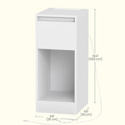 Set of 2 Bedside Tables with USB Charging Power Outlets LED Lights and Space Saving Design, White