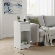 Set of 2 Bedside Tables with USB Charging Power Outlets LED Lights and Space Saving Design, White