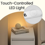 Set of 2 Bedside Tables with USB Charging Power Outlets LED Lights and Space Saving Design, White