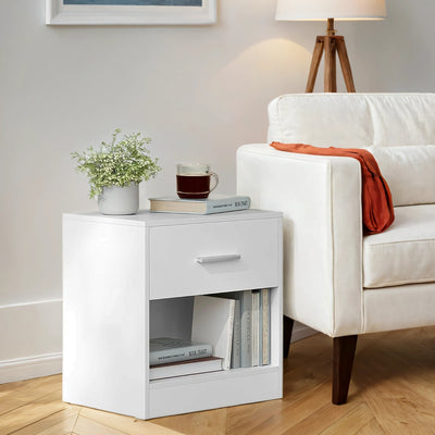Set of 2 Nightstands with Drawer and Open Shelf for Bedroom or Living Room by Vasagle