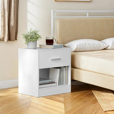 Set of 2 Nightstands with Drawer and Open Shelf for Bedroom or Living Room by Vasagle