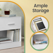 Set of 2 Nightstands with Drawer and Open Shelf for Bedroom or Living Room by Vasagle