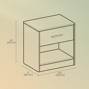 Set of 2 Nightstands with Drawer and Open Shelf for Bedroom or Living Room by Vasagle