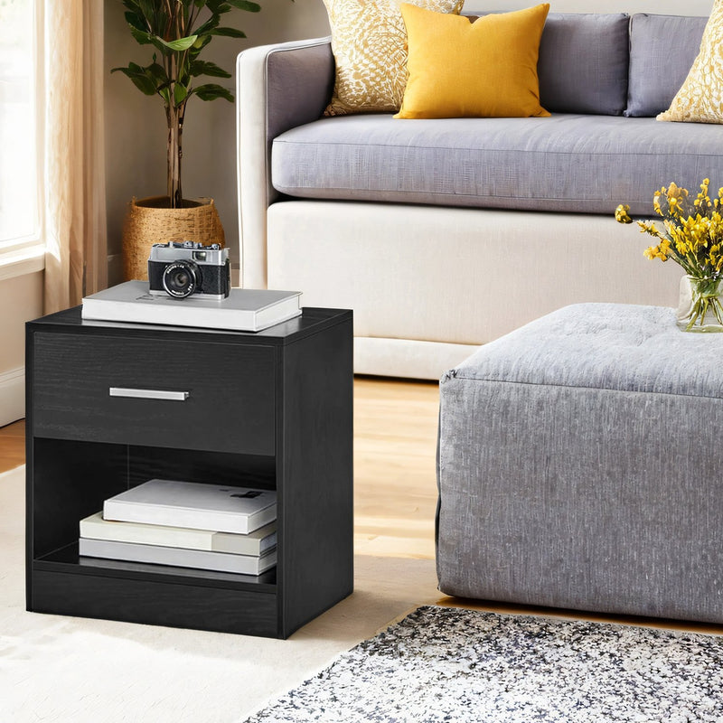 Set of 2 Bedside Tables with Drawer and Shelf for Bedroom or Lounge by Vasagle