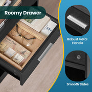 Set of 2 Bedside Tables with Drawer and Shelf for Bedroom or Lounge by Vasagle