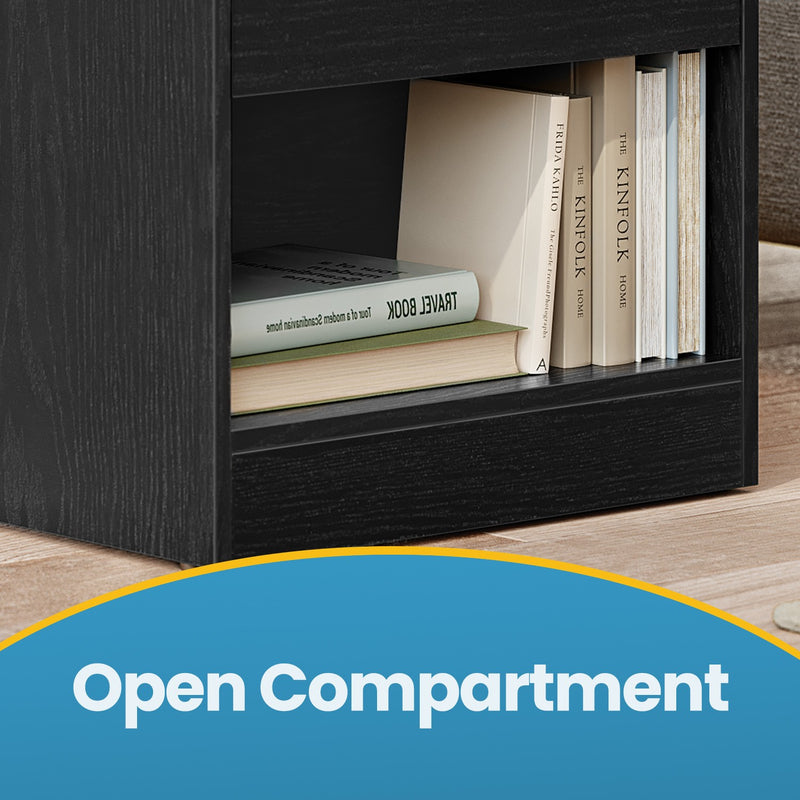 Set of 2 Bedside Tables with Drawer and Shelf for Bedroom or Lounge by Vasagle