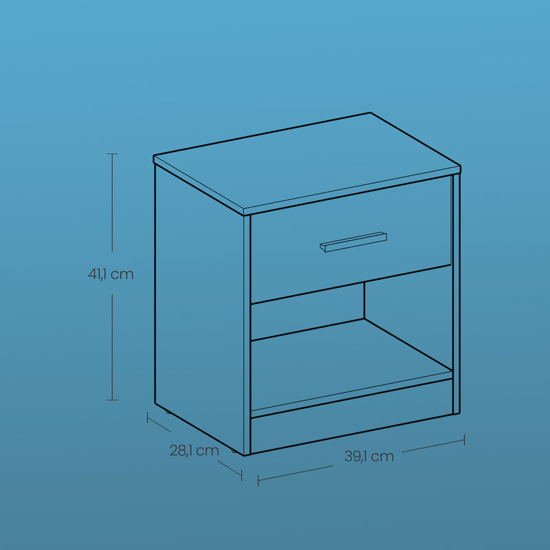 Set of 2 Bedside Tables with Drawer and Shelf for Bedroom or Lounge by Vasagle