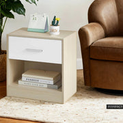 Set of 2 Bedside Tables with Drawer and Shelf for Bedroom or Living Room by Vasagle