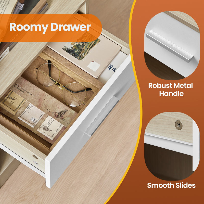 Set of 2 Bedside Tables with Drawer and Shelf for Bedroom or Living Room by Vasagle