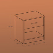 Set of 2 Bedside Tables with Drawer and Shelf for Bedroom or Living Room by Vasagle