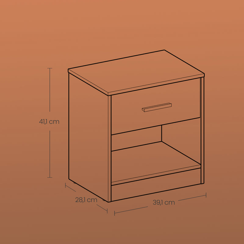 Set of 2 Bedside Tables with Drawer and Shelf for Bedroom or Living Room by Vasagle