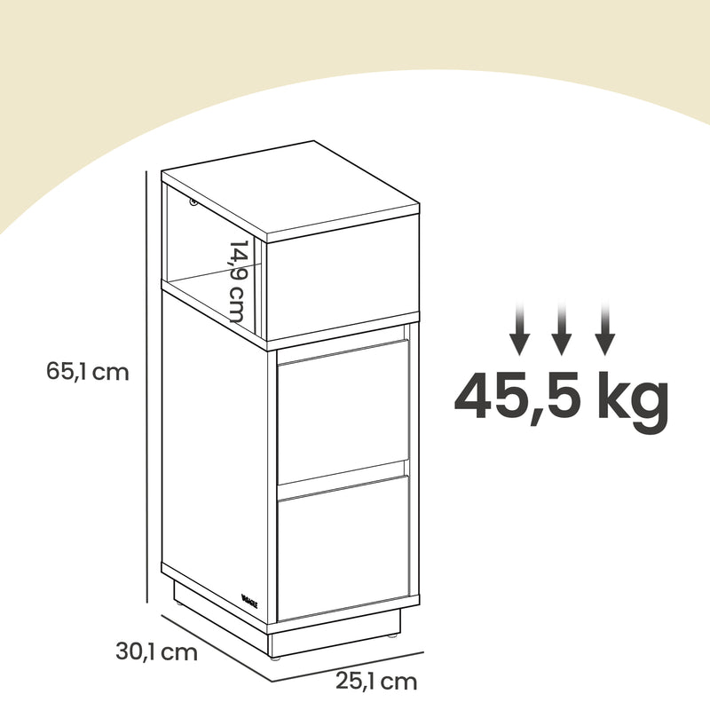 Set of 2 Slim Side Tables with Drawers and Open Shelf for Small Spaces by Vasagle