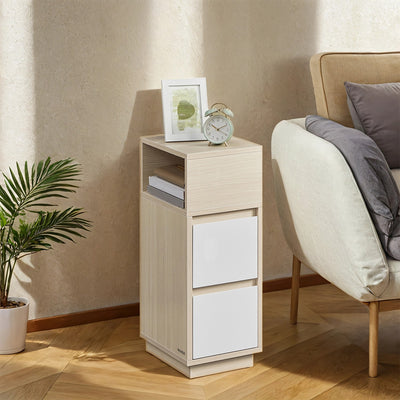 Set of 2 Slim Side Tables with Drawers and Open Storage for Small Spaces by Vasagle