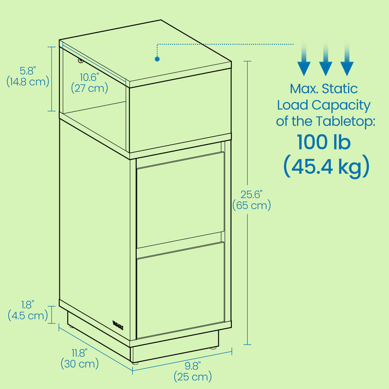 Set of 2 Slim Side Tables with Drawers and Open Storage for Small Spaces by Vasagle