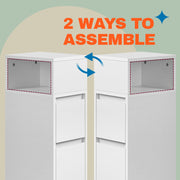 Set of 2 Slim Side Tables with Drawers and Open Storage for Living Room by Vasagle