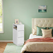 Set of 2 Slim Side Tables with Drawers and Open Storage for Living Room by Vasagle