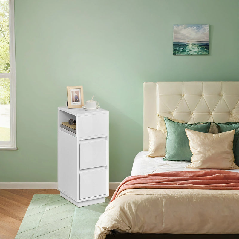 Set of 2 Slim Side Tables with Drawers and Open Storage for Living Room by Vasagle