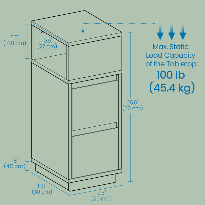 Set of 2 Slim Side Tables with Drawers and Open Storage for Living Room by Vasagle
