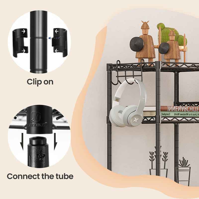 5 Tier Bathroom Storage Shelf with PP Liners for Small Spaces Freestanding Unit by Songmics