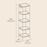 5 Tier Bathroom Storage Shelf with PP Liners for Small Spaces Freestanding Unit by Songmics