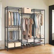 Portable Metal Clothes Rack with Adjustable Shelves and Hanging Rails by Songmics