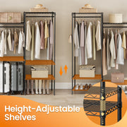 Portable Metal Clothes Rack with Adjustable Shelves and Hanging Rails by Songmics