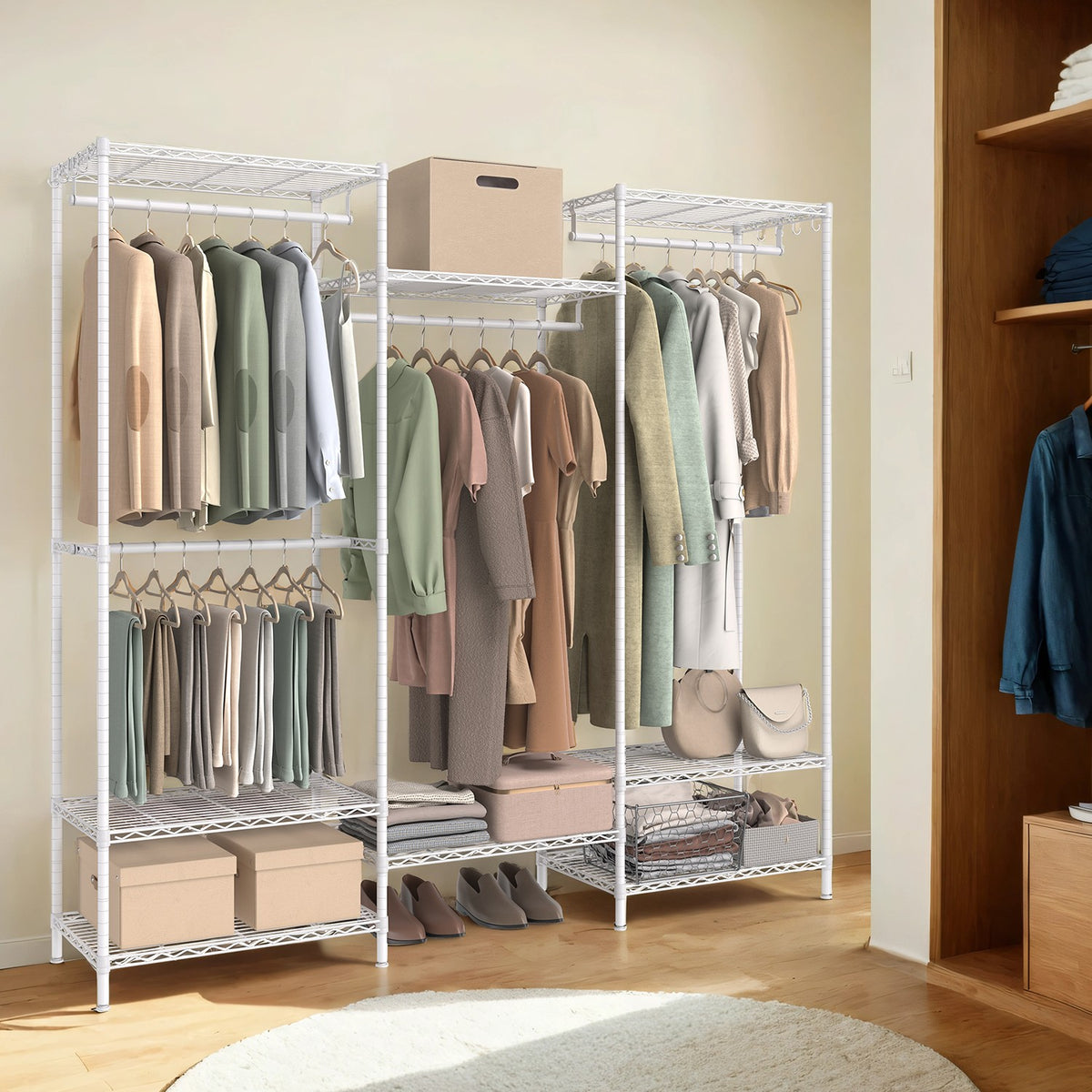 Opal Rack Songmics Metal Clothes Rack with Shelves & Rails for Bedroom 40 x 175 x ...