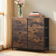 6 Drawer Fabric Chest with Sturdy Metal Frame for Bedroom or Hallway Storage by Songmics