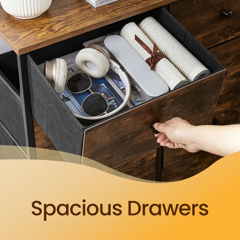 6 Drawer Fabric Chest with Sturdy Metal Frame for Bedroom or Hallway Storage by Songmics