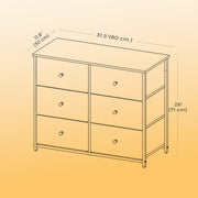 6 Drawer Fabric Chest with Sturdy Metal Frame for Bedroom or Hallway Storage by Songmics