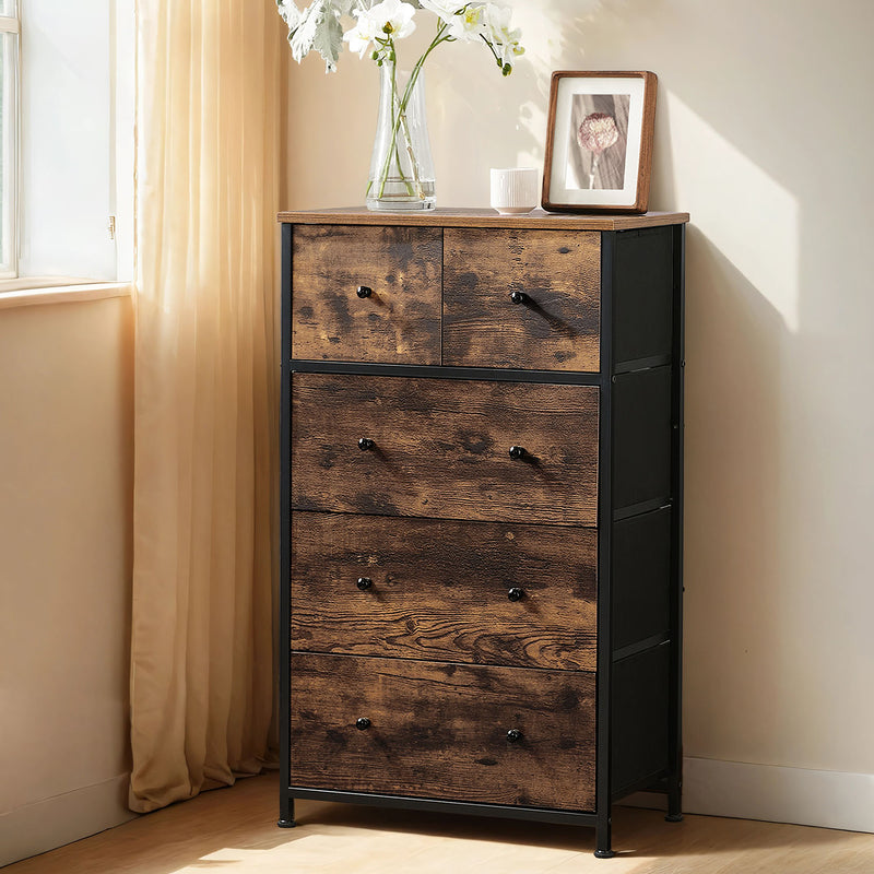 Fabric Chest of Drawers with 5 Storage Drawers for Bedroom or Hallway by Songmics